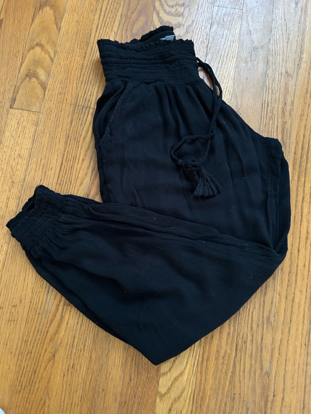 Aerie Black Smocked Waist Harem Pants